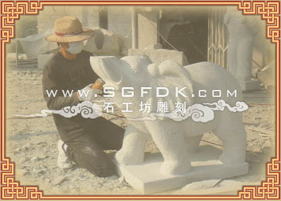 大象喷泉雕塑加工过程：大象喷泉雕刻 