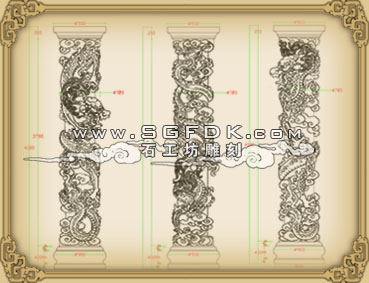 石雕龙柱雕刻过程：龙柱图纸设计